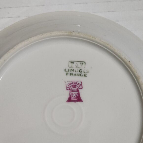 (2) Antique Tressemann Vogt T &V Limoges Porcelain Bowls White Gold Trim 5.25" - Picture 6 of 7